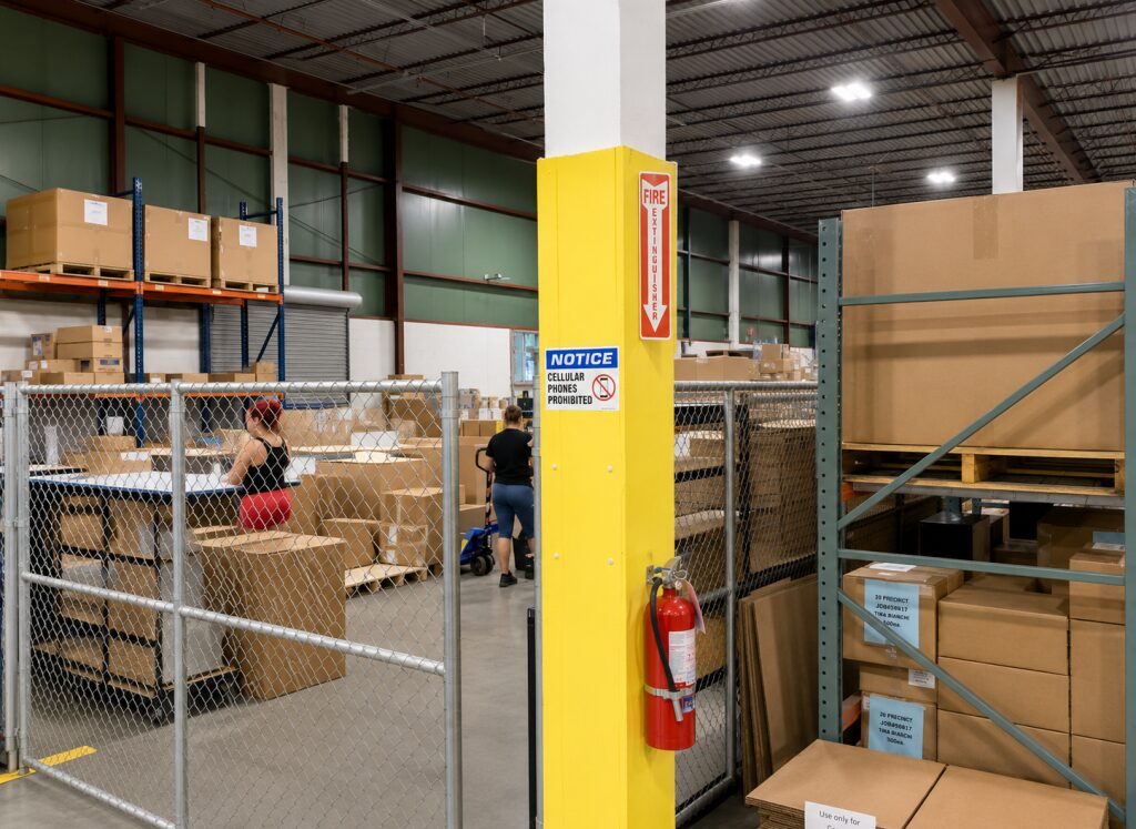 Secure area of warehouse